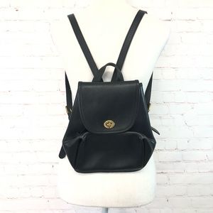 Coach black leather backpack